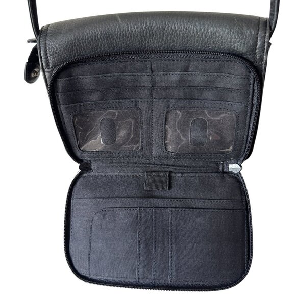 Vintage Fossil Black Pebbled Leather Envelope Bag Crossbody Handbag Purse - Picture 10 of 16